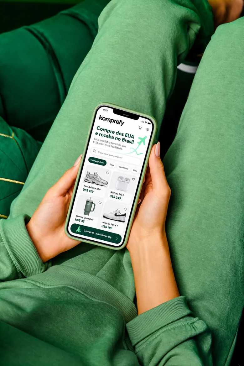 Escolhendo o produto no app da Komprefy